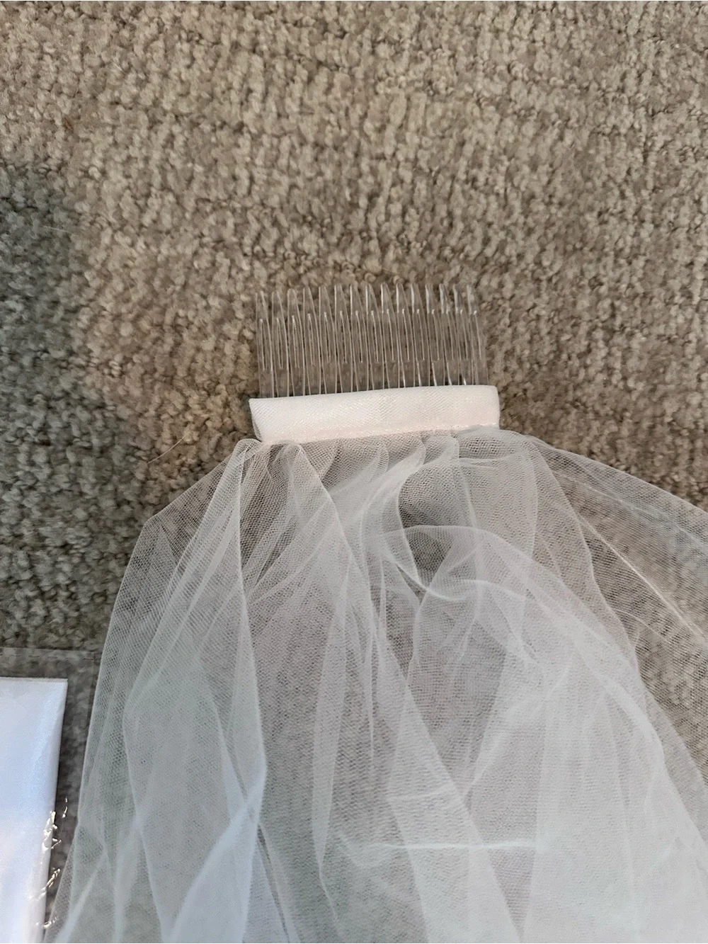 White Bridal Veil with 'Bride' and Black 'ANNY' Sashes